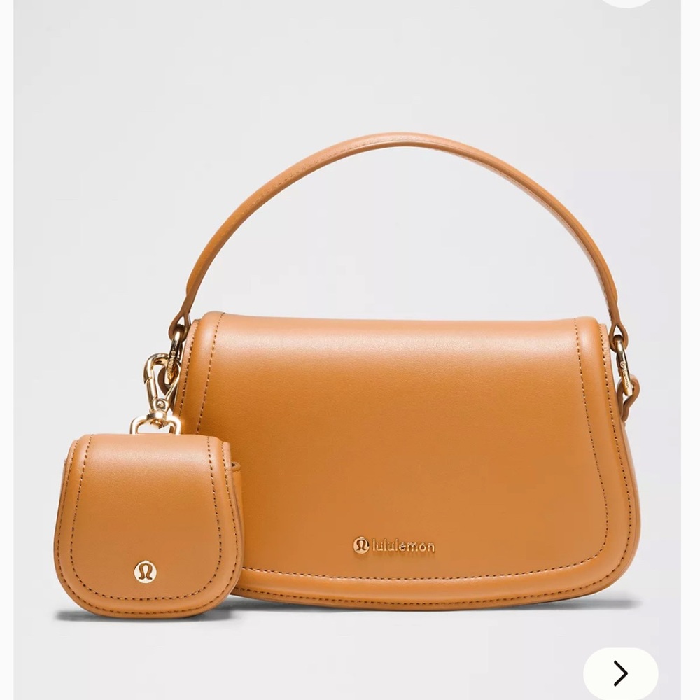 NWT LULULEMON Chestnut Leather Alternative Mini Bag Air Pods Holder(Orig $148)